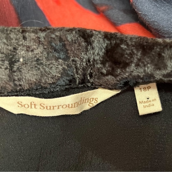 Soft Surroundings Midi Dress 18p Boho Cottagecore Festival Lined Velvet Trim - Picture 6 of 12